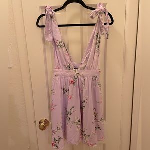 Lavender Tie Shoulder Floral Sun Dress